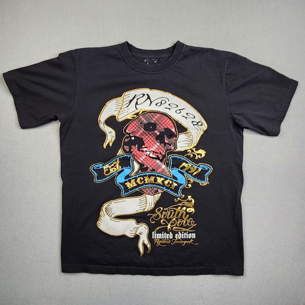 Southpole Shirt Mens Extra Large Black Skull Limited Edition Skull‎ Vintage Y2K